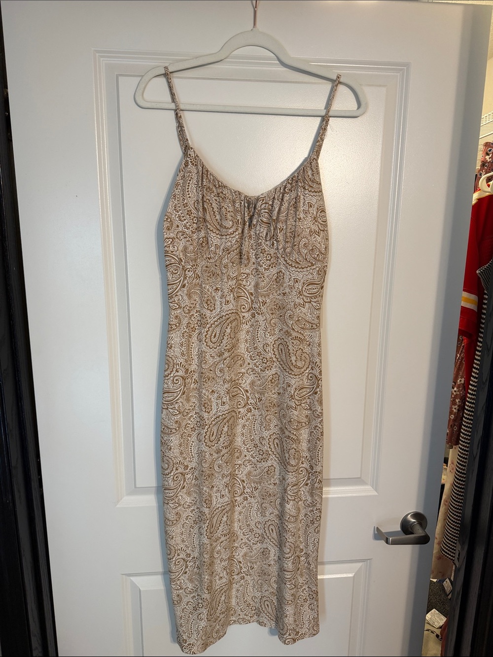 No Boundaries Beige Paisley Midi Slip Dress